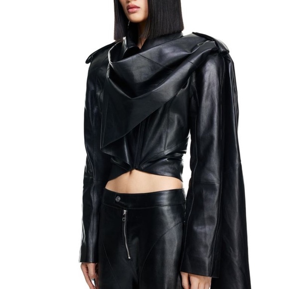 MuglerxH&M Black Leather Women's Jacket - Picture 2 of 3